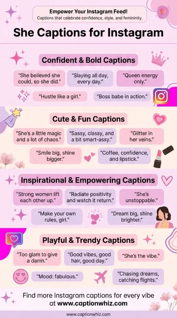135+ Must-Have She Captions For Instagram That Spark Inspiration and Joy Quotes