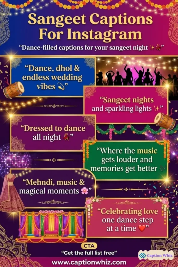 125+ Irresistible Sangeet Captions For Instagram and Quotes That Spark Joy